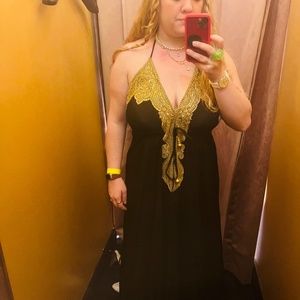 100% silk beaded halter dress